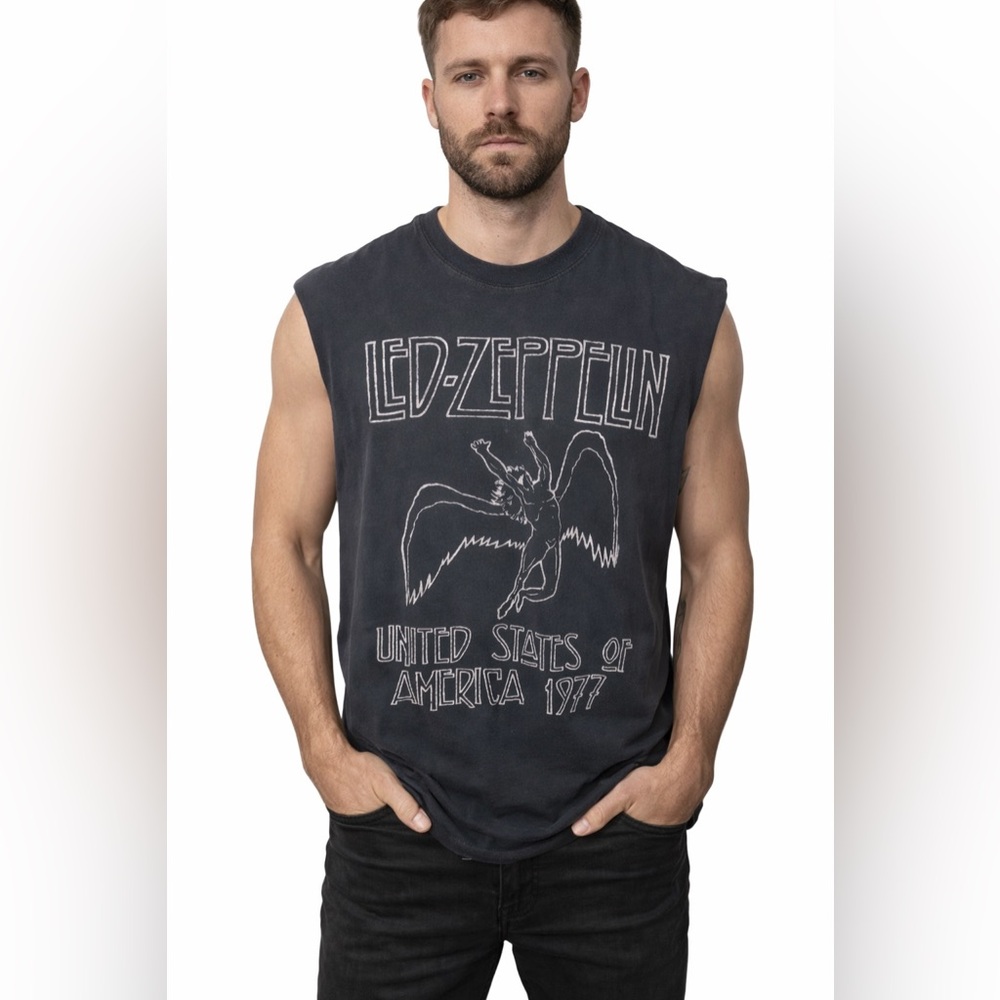 Vintage Led Zeppelin 1977 USA Tour Graphic Sleeveless Tee Y2K